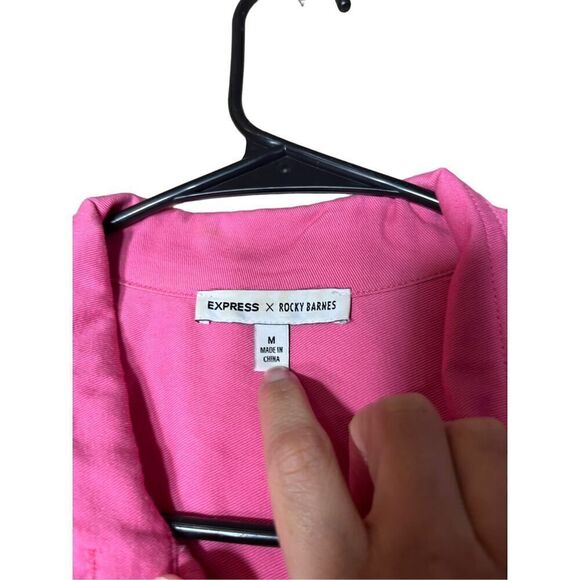 Express X Rocky Barnes Women’s M Pink Long-Sleeve Button Romper Size Medium - Picture 7 of 8